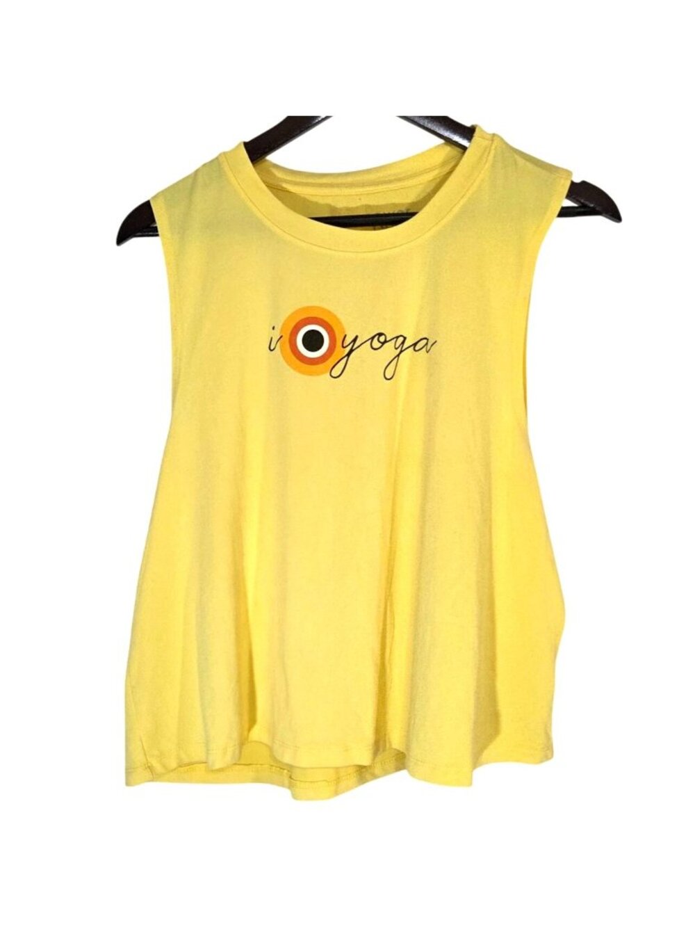 Corepower Yoga Yellow Sleeveless Crewneck Cropped Active Tank Top Womens Size XL
